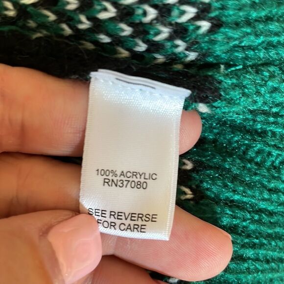 Cato Frayed Plaid Sweater Green Distressed oversized Fall - Picture 6 of 6